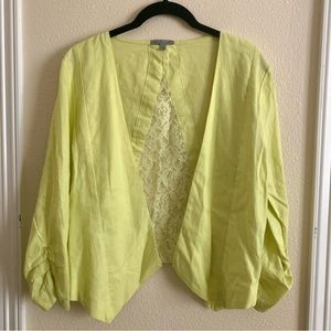 Pale Yellow Delicate Blazer w/ White Lace